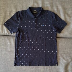 Scotch & Soda Men's Navy Blue Polka Dot Polo Shirt
